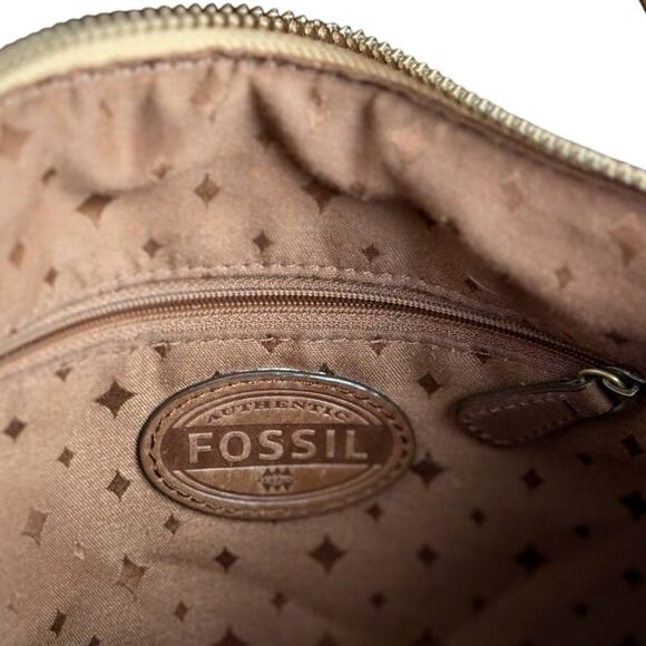 Women's Fossil Leather Crossbody Gray Khaki Purse Shoulder Bag - Picture 9 of 10